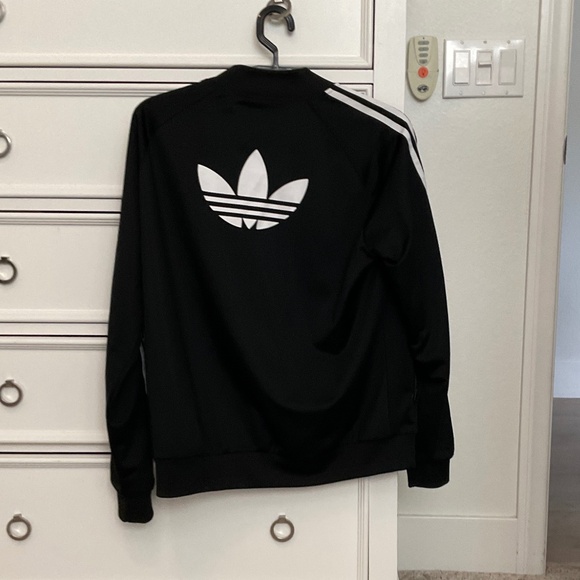 #0402 Black and White Zip Up Size L Brand Adidas - Picture 2 of 3